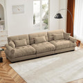 Oversized Modular Sectional Sofa 130 Inch Comfy Velvet Cloud Couches for Living Room Office 3-Seater Sofa with 5 Pillows Round Bolster Armres Camel