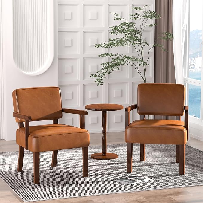 Accent Chair PU Leather Living Room Chairs Oversize with Soft Seat and Armrests for Living Room Dinning Room Bedroom Reading Room Waiting Room