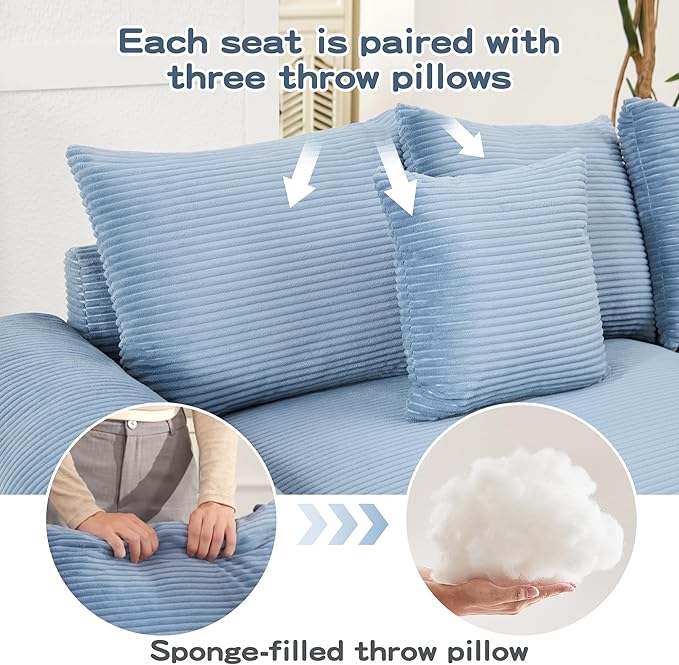 mikibama Modular Sectional Cloud Sofa CouchModern Roomy L-Shaped Corner Couch with Deep SeatConvertible Chenille Corner Sofas for Living RoomBedroomSmall Spaces