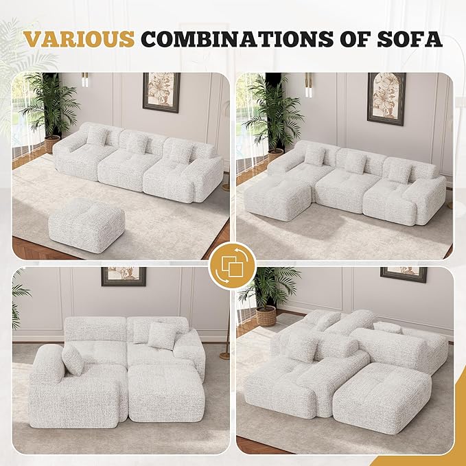 85 Cloud Loveseat Sofa in a Box Modern Small Couch No Assembly Required Comfy Deep Seat Boneless Couches for Living Room Bedroom Apartment Beige 1 PCS