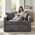 Aoiy &amp Wifon 43.9'' W Oversized Accent Chair Upholstered Mid-Century Reading Chair Comfy Oversized Armchair for Living Room &amp Bedroom Chenille Charcoal
