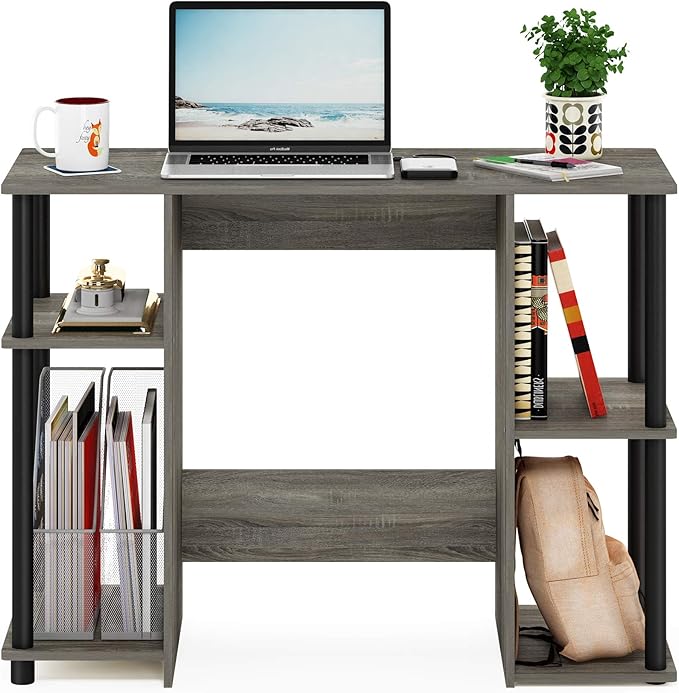 Furinno Jaya Computer Study Desk With Open Storage French Oak Grey/Black