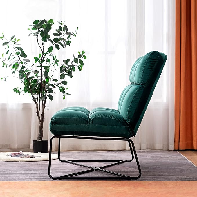 MCombo Loveseat Sofa Couch Mid-Century Velvet Armless Settee 2-Seater Upholstered Bench for Living Room Bedroom 4018 (Green)