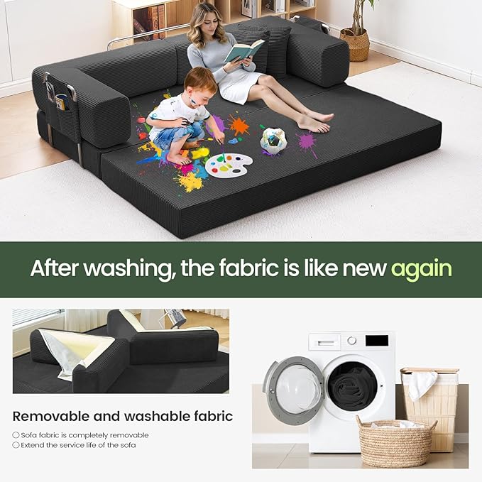 Multi-functionalcorduroy Sofa Bed Crafted from Corduroy Fabric is Ideal for Apartments and Living Rooms. Sleeper Sofa Couch Folding futon or Foldable Floor Convertible Floor Studio | Multi-functiona