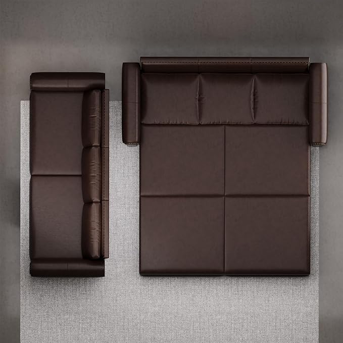 93.7 Faux Leather Convertible Sleeper Sofa 3 in 1 King Size Pull Out Sofa Bed Oversized Loveseat Couch for Living Room Bedroom Dark Brown