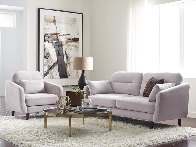 Serta Sierra Living Room Modern Design Microfiber Upholstered Couch Ideal for Smaller Spaces 73 Sofa Ivory