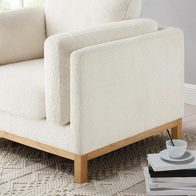 VANOMi 41.34 Oversized Accent Chair Upholstered Armchair with Solid Wood Legs Living Room Chairs with Wide Armrest Pads Reading Chair for Bedrooms Apartments Living Rooms Offices（Beige）