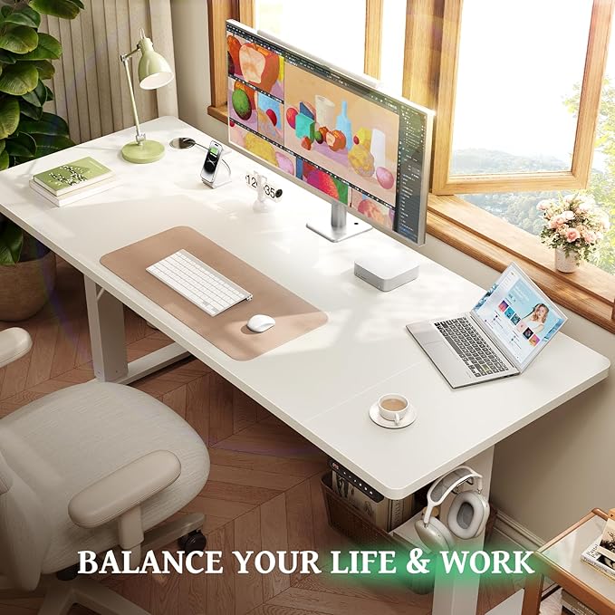 SIAGO Electric Standing Desk Adjustable - 48 x 24 Inch Sit Stand up Desk with Cable Management - 3 Memory Preset Adjustable Height Table