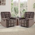 EBELLO Set of 2 Manual Recliner Chair for Adults with Soft Padded Headrest and Backrest Overstuffed Single Recliner Sofa Chair for Living Room Dark Brown