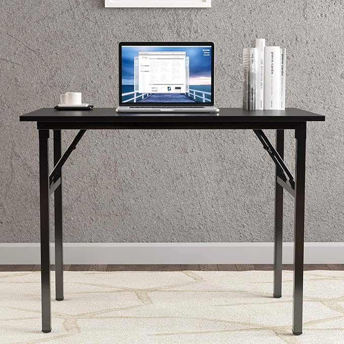 soges Computer Desk 39.4 inches Folding TableLaptop Desk Dining Table Writing Table Study DeskWorkstation for Home Office No- Assembly RequiredBlack