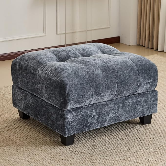 KEIKI 93 3 Seater Chenille Modular Sectional Couches with 4-Position Adjustable Backrest Ottoman &amp 3 Throw Pillows Comfy Couch Sofa for Living Room Apartment Indoor 350lb/Seat