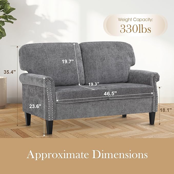 Sophia &amp William 3 Piece Living Room Furniture Set 1 Loveseat &amp 2 Accent Chairs Linen Fabric Comfy Sectional Sofa Couch for Living Room Bedroom Grey