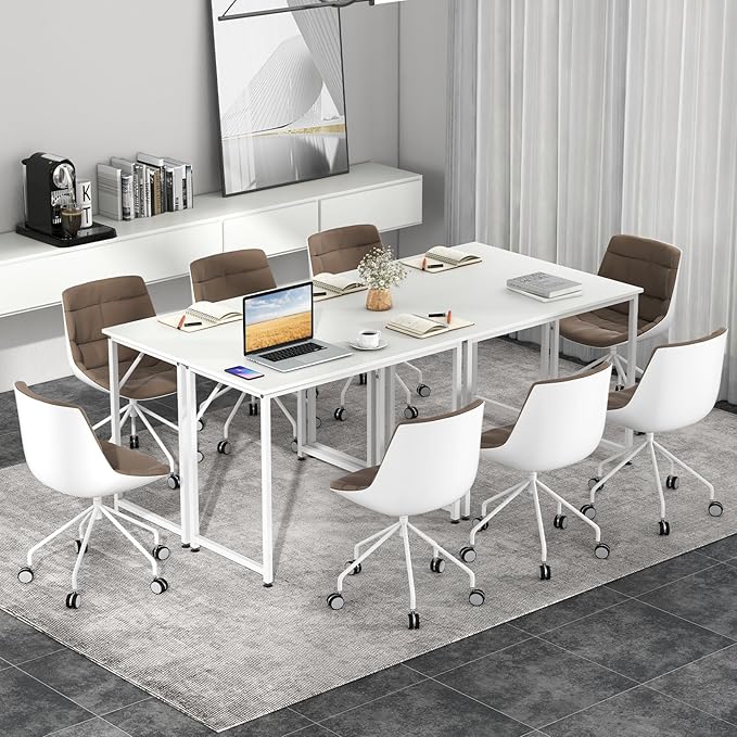 Giantex 40-Inch White Computer Desk Home Office Desk with Heavy-Duty Metal Frame Modern Simple Gaming Table PC Workstation Versatile Small Desk for Bedroom Small Spaces