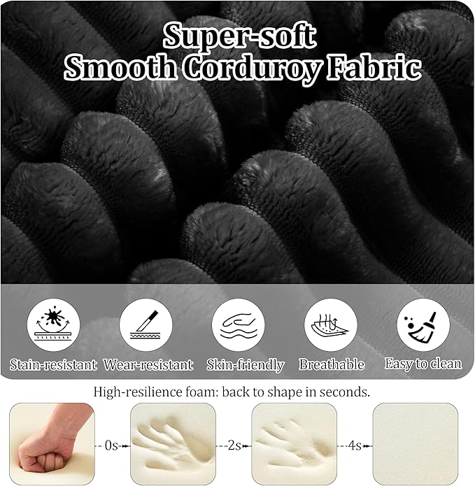 92.5'' U-Shaped Cloud Modular Sectional Sofa Modern High Back Corduroy Couch with Right Facing Chaise Lounge &amp Ottoman Upholstered Boneless Deep Seat Plush Sofa No Assembly Needed for Home Bl