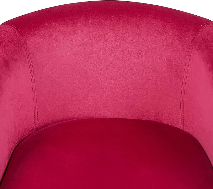 Yaheetech Club Chair Velvet Accent Chair Upholstered Barrel Chair Sitting Chair with Armrest and Low Back for Living Room Bedroom Rose Red