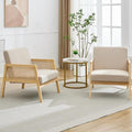 Accent Chair Modern Luxurious Upholstered Armchair Chair Comfy Lounge with Sturdy Wood Legs for Living Room Bedroom Patio Indoor Outdoor Decor Set of 2 Beige