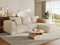 YITAHOME 107 Inch Cloud Modular Sofa with L-Shape Chaise Deep Seat &amp 3 Pillows Corduroy Couch for Living Room Bedroom No Assembly Needed Milky White