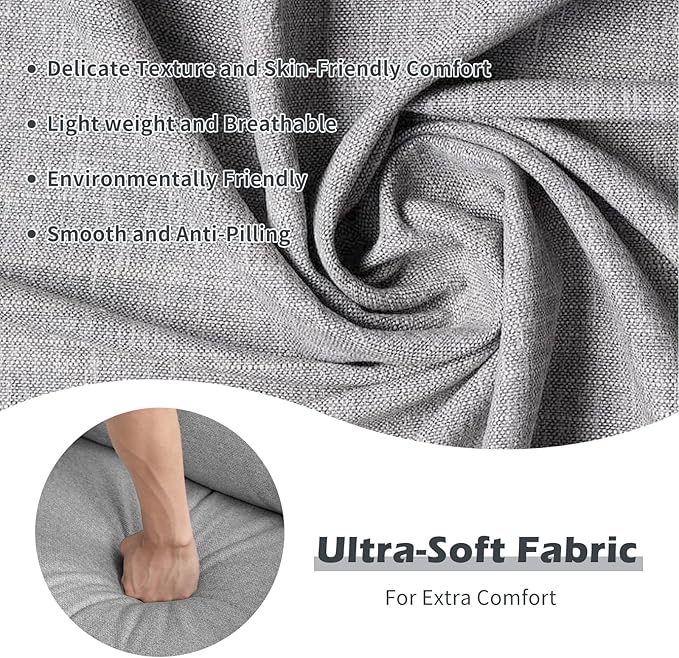 1PCS Fabric Manual Recliner Chair for Adults Comfy Reclining Chairs with Overstuffed Arm and Back Single Sofa for Living Room (1 Fabric Light Grey)