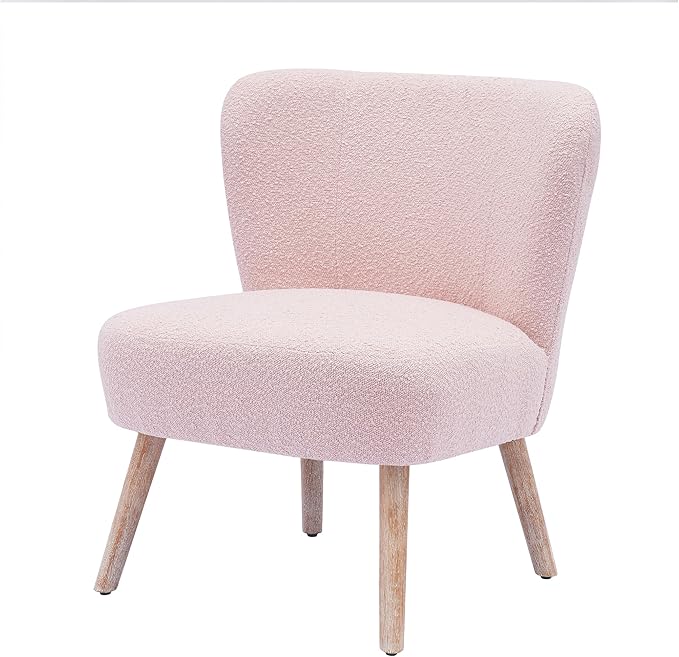 Costaelm Bedroom Accent Chair Upholstered Fabric Chairs Makeup Vanity Chair Teddy Fuzzy Chair and Sherpa Accent Chair for Living Room Reading Room Dining Room Office Dusty Peach