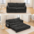 King Size Pull Out Couch3-in-1 Corduroy Sleeper Sofa with Pull Out Sofa BedUSB &amp Side StorageConvertible Loveseat Sleeper Couch for Living Room Bedroom pet-Friendly(Black 73.6'')