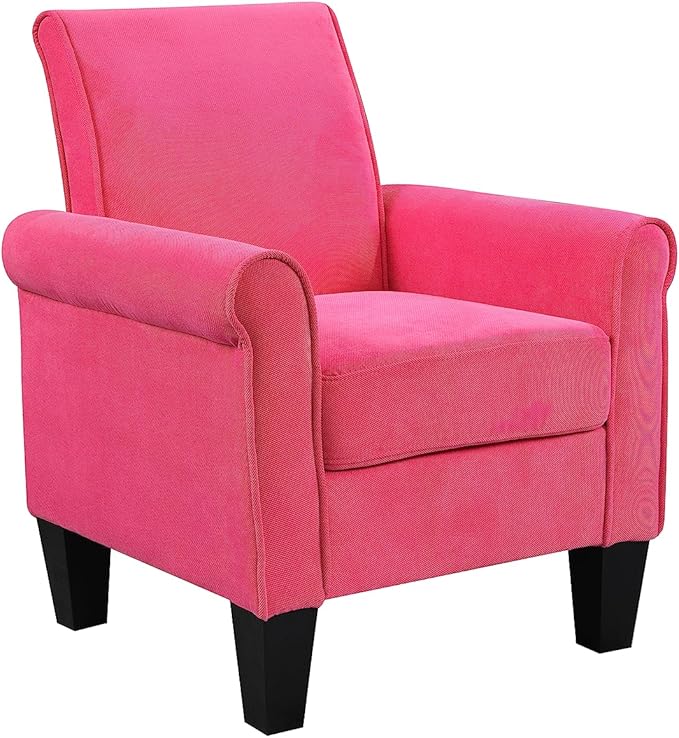 Accent Chairs Comfy Sofa Chair Armchair for Reading Living Room Bedroom Office Waiting Room Linen Fabric Pink