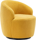 Swivel Barrel Accent Chair Modern Teddy Upholstered 360° Swivel Chair Leisure Chair Single Sofa for Adults Teens for Living Room Hotel Bedroom Office Coffee Shop (Yellow + Upholstered + Foam)