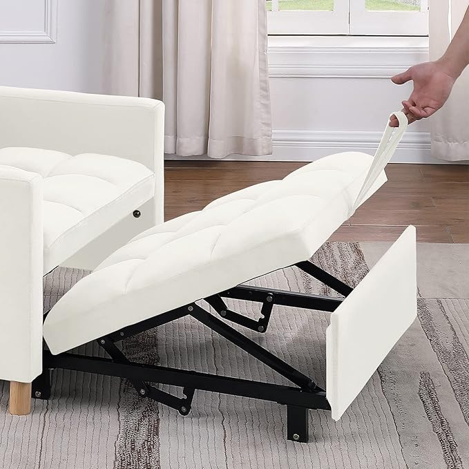 Convertible Sleeper Sofa Chair Bed3-in-1 Sleeper Chair Bed with PillowPull Out Single Armchair Sofa Bed with Adjustable Backrest Multi-Functiona Lounge Chair for Living Room（Beige）