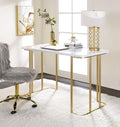 Rectangula White &amp Gold Finish Writing Desk Metal Square Tube Computer Desk Office Table for Home Office 31 L x 24 W x 29 H