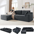 103 L-Shape Cloud Couch with Chaise Upholstered Corduroy Modular Sectional Sofa Deep Seat Couch with Free Combination for Living Room &amp ApartmentNo Assembly Required(Dark GreyLeft Facing Chai
