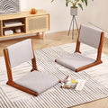 Tiita Floor Chair with Back Support Foldable Meditation Tatami Chairs Backrest Chair with Cushion Living Room Chair Seat 2 Pack Walnut Grey
