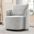 360° Swivel Chair Modern 29.9 Accent Barrel Armchair Single Sofa Armchair with Curved Design and Side Pockets Upholstered Swivel Sofa Chair for Living Room Bedroom Office and Hotel (Grey/437)