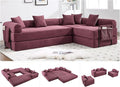 10-in-1 Folding Convertible Sofa Bed 141 Inch Boneless Couch with Fixed-Shape Frame Corduroy Modular Sectional Sofa Mattress Sleeper Sofa Floor Sofa Futon Couch for Living Room (Wine Red)
