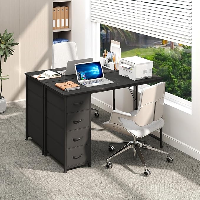 Somdot 47 Computer Desk with 4 Drawers for BedroomSimple Home Office Writing DeskGaming Table with StorageModern Work for Home Office Study Living RoomBlack