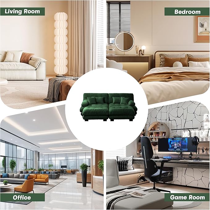 94.4'' Loveseat Sectional Couch Sofa Memory Foam Chenille Cloud Sofa with Pillow Deep Seat Sectional Couch for Small Spaces Studio Apartment Game Room Small Living Room