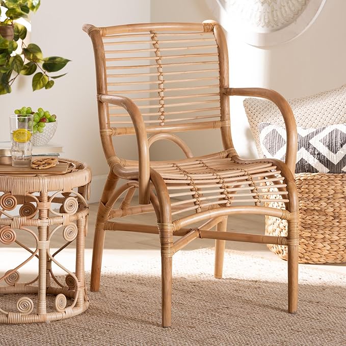 bali &amp pari Seminyak Modern Bohemian Natural Rattan Accent Chair