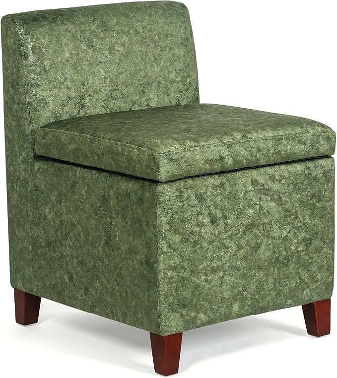 Joveco Accent Chair with Storage Fabric Upholstered Vanity Chair Seat with Removable Lid Modern Single Sofa for Living Room Bedroom Reading Room (Green with Gold)