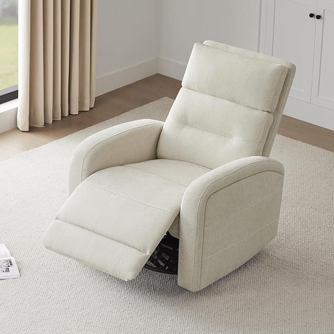 Watson &amp Whitely Swivel Power Recliner Glider Rocker Nursery Recliner with Charging Port for Living Room Fabric in Linen