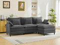 DRMBOOK 110.6'' L Shaped Modular Sectional Cloud Couch Cozy Upholstered 3 Seater Sofa Modern Deep Seat Modular Sofa Couches with Ottoman for Living Room (Corduroy Grey 3 Seat+1 Ottoman)