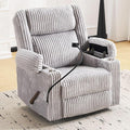 Oversized Manual Recliner Chair with Arm StorageSwivel Rocker Recliner Chair for Adults with Adjustable HeadrestNursery Glider Recliner with Phone Stand and Side Pockets for Living RoomLight Grey