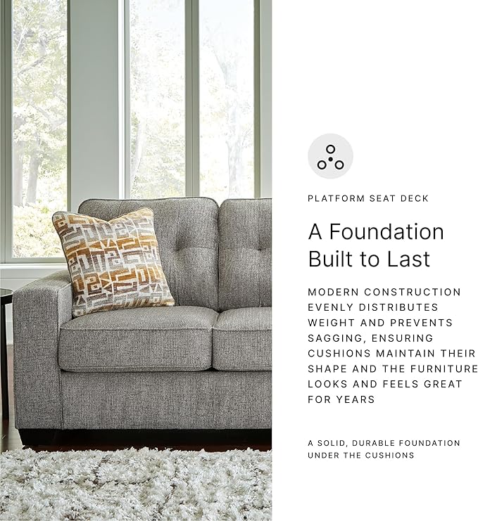 Signature Design by Ashley Fanciful Classic Sofa with Tufted Cushion and Removable Cushion Light Gray
