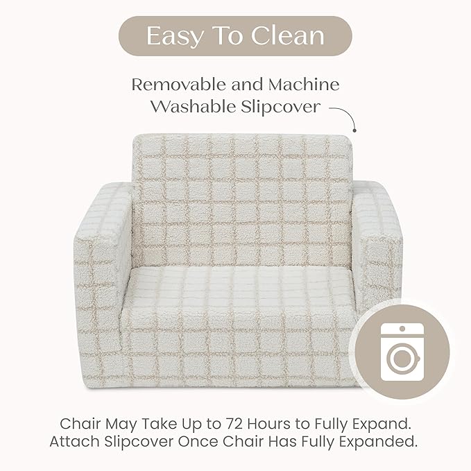 Delta Children Checkered Cozee Flip-Out Chair Cream