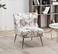 Thia Armless Accent Chair for Living Room Elegant Seat with Nailhead Trim Gold Metal Legs and Comfortable Curved Back 28 D x 25 W x 29.5 H 02 Floral Print