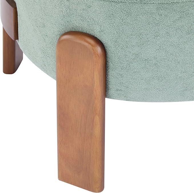 Christopher Knight Home Lily Solid Wood Wingback Accent Chair Fabric Upholstered Club Chair Curved Backrest Single Sofa Comfy Reading Lounge Chair for Living Room Soft Cushion Seating Green