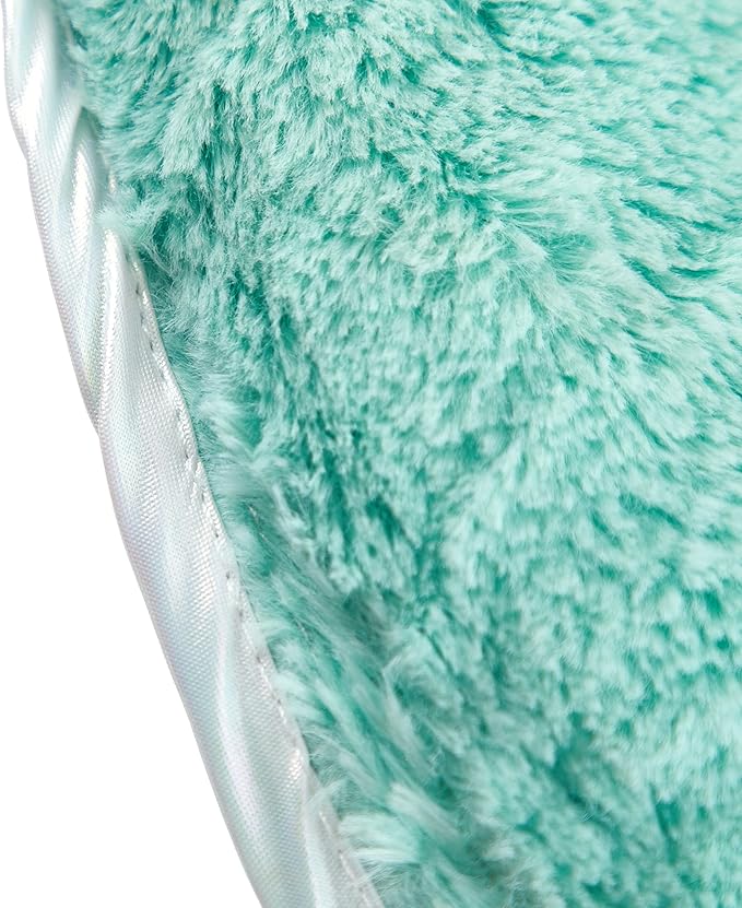 Urban Lifestyle Faux Fur with Holographic Trim Foldable Saucer Chair Teal
