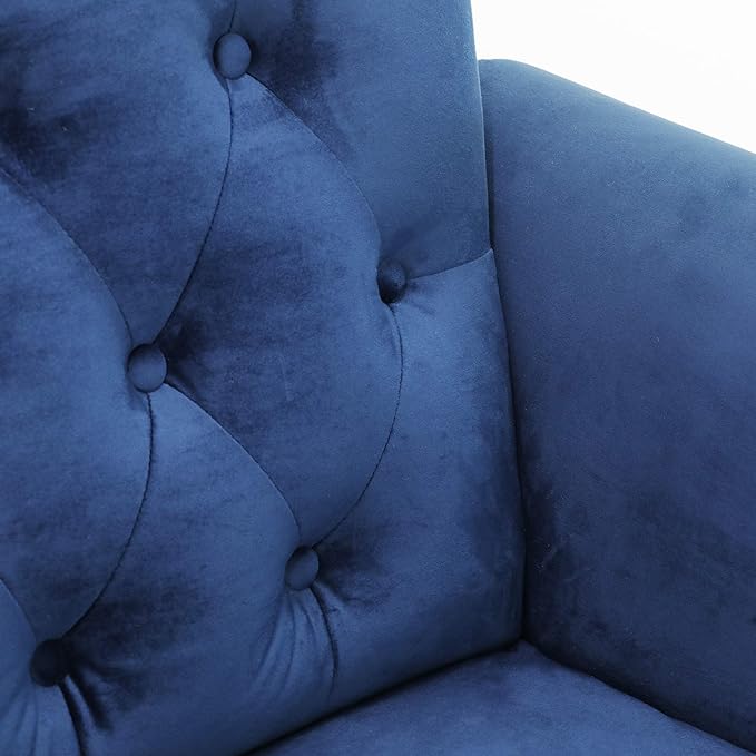 Furinno Bastia Vintage Modern Chesterfield Button Tufted Loveseat/Sofa Couch for Living Room Navy Velvet