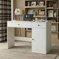 TUSY 47 White Office Desk with Drawers - Modern Office Desk with Storage Executive Desk for Office Modern Computer Desk for Small Spaces Wood Writer Desk for Study Bedroom Home Office