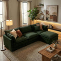 Homy Casa 102 Inch L Shaped Couch Set3-Seat Sectional Sofa with Chaise Comfortable Chenille Fabric Removable Cushions Ottoman DIY CombinationModern Design for Living/Family Room (Green)