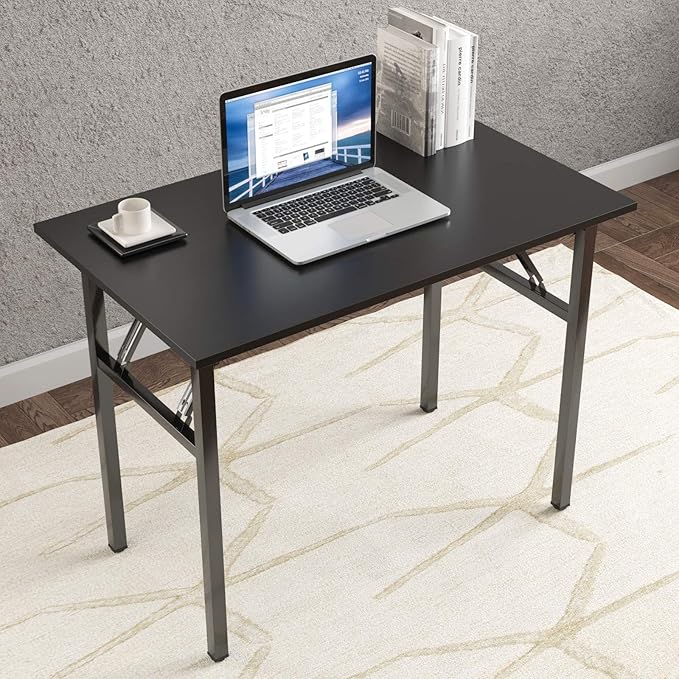 soges Computer Desk 39.4 inches Folding TableLaptop Desk Dining Table Writing Table Study DeskWorkstation for Home Office No- Assembly RequiredBlack