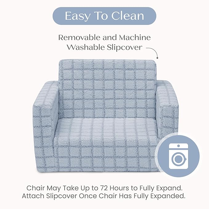 Delta Children Checkered Cozee Flip-Out Chair Blue