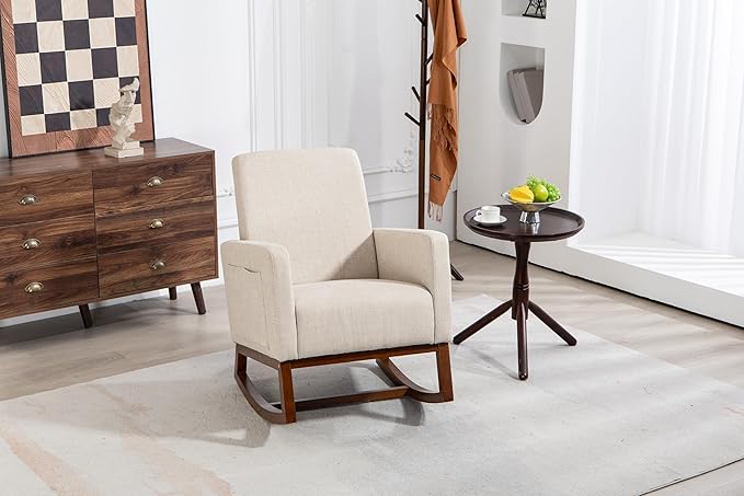 Mid Century Modern Accent Chair with Wood e Upholstered Living Room Chairs with Waist Cushion Reading Armchair for Bedroom Sunroom